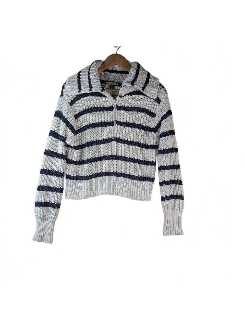 American Eagle Outfitters Cream and Black Striped Knit‎ Sweater XS